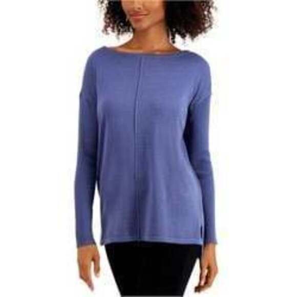 Style & Co Seam-Front Tunic Sweater Washed Indigo PS - Picture 1 of 1